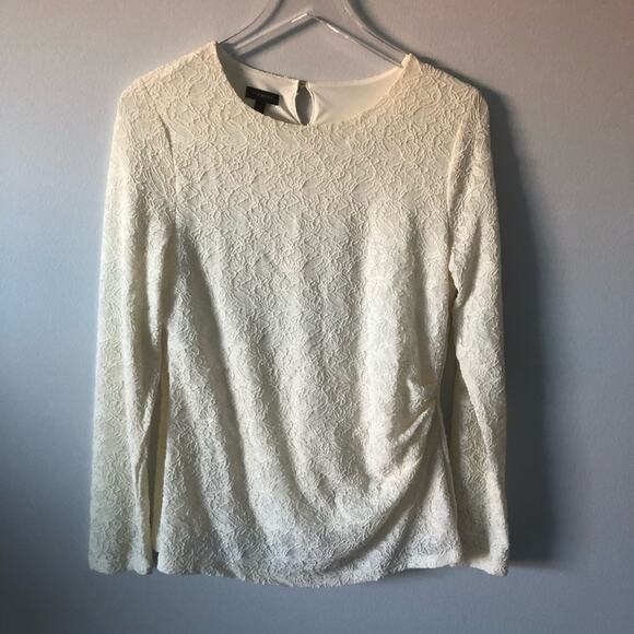 Talbots Lace Long Sleeve Blouse Key Hole Cream M - Picture 5 of 7